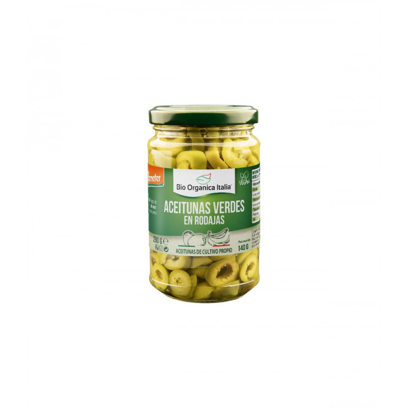 Aceitunas Verdes en Rodajas 140 Gr (Bio Organica Italia)