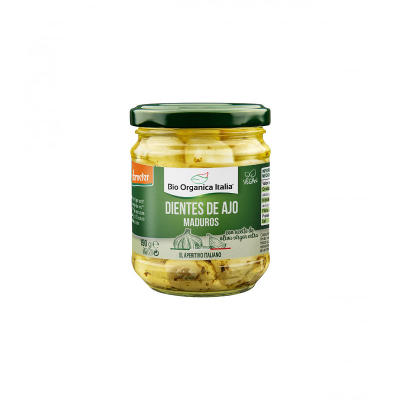 Ajos Enteros en Aceite de Oliva Vigen Extra 190 Gr (Bio Orgánica Italia)