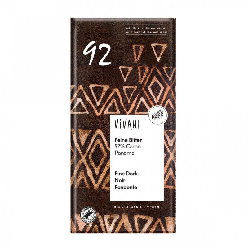 Chocolate Negro 92% con Azúcar de Coco, 80 Gr (Vivani)