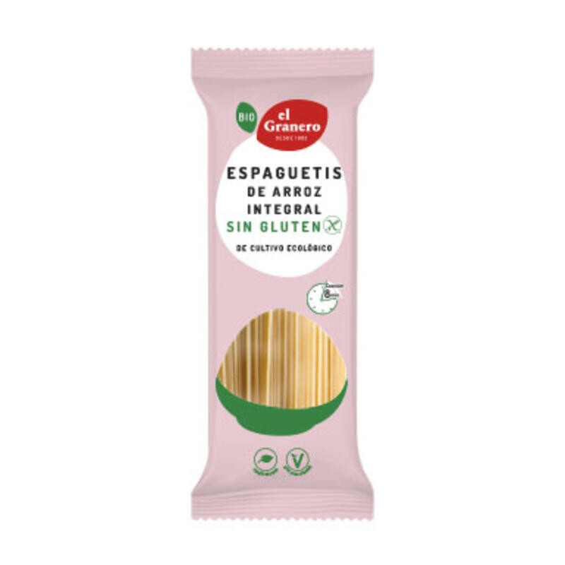 Espaguetis de Arroz Integral Sin Gluten 500 Gr (El Granero)