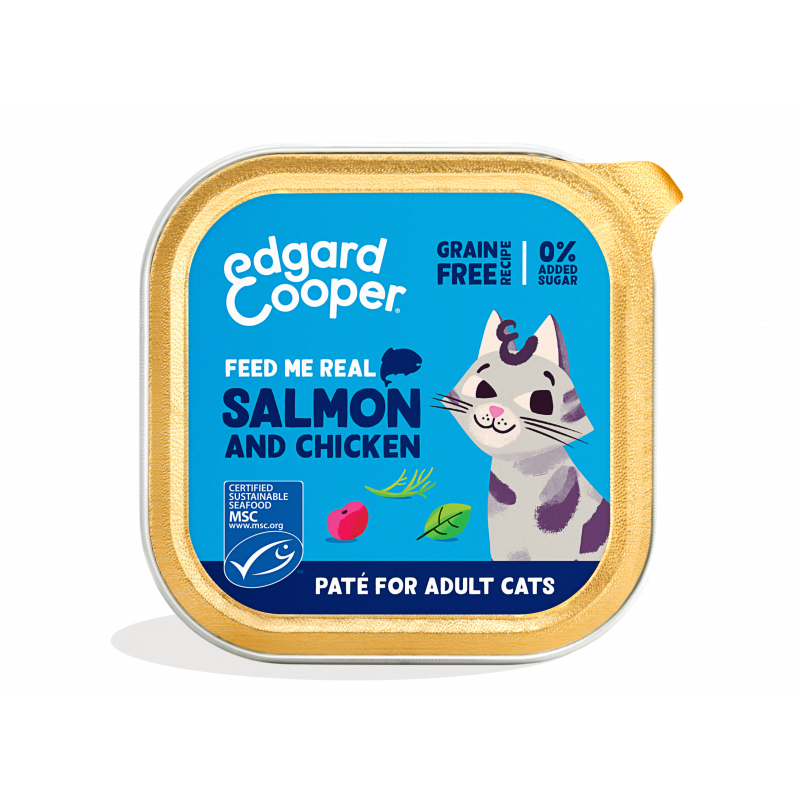 Tarrina para Gato Adulto de Pollo con Paté 85 Gr (Edgar & Cooper).